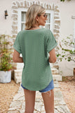 Full Size Round Neck Eyelet Short Sleeve Top - Trendsi - Flyclothing LLC