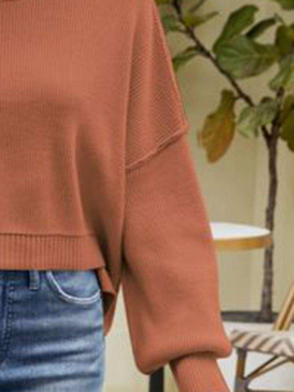 Round Neck Dropped Shoulder Sweater - Trendsi - Flyclothing LLC