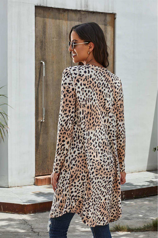 Printed Open Front Longline Cardigan - Trendsi - Flyclothing LLC