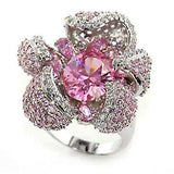 Alamode Rhodium Brass Ring with AAA Grade CZ in Rose - Alamode - Flyclothing LLC