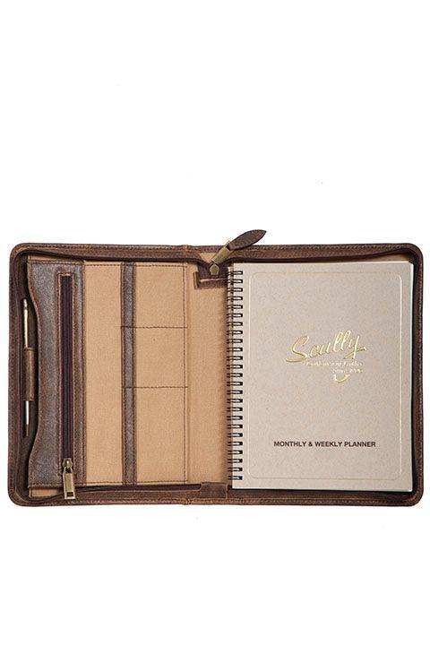 Scully WALNUT ZIP WEEKLY PLANNER - Scully Leather - Flyclothing LLC