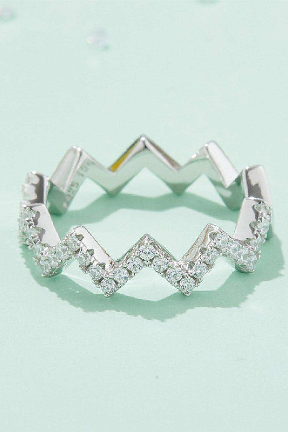 Moissanite Wavy Band Ring - Trendsi - Flyclothing LLC