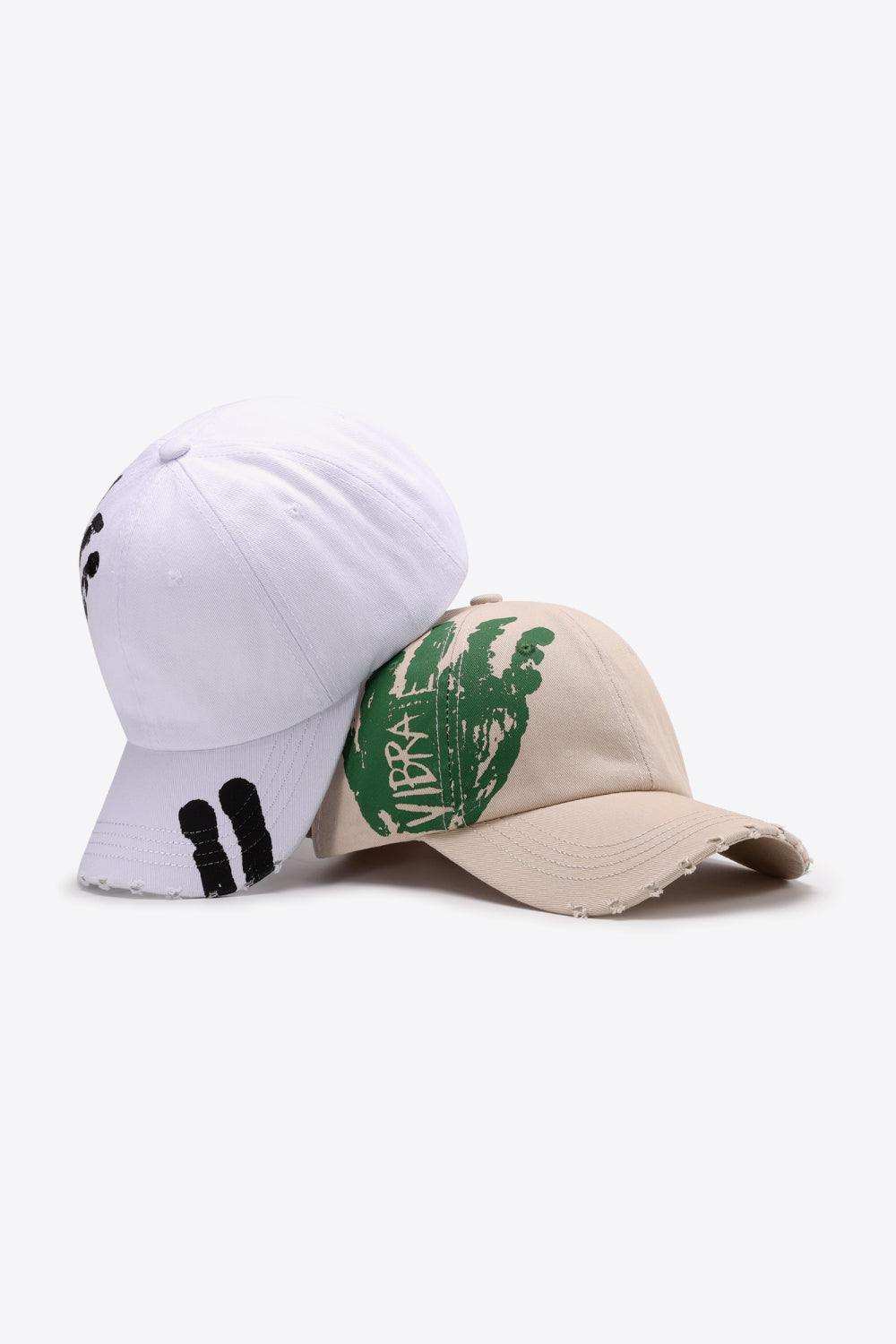 VIBRA Graphic Distressed Adjustable Baseball Cap - Trendsi - Flyclothing LLC