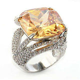 Alamode Rhodium Brass Ring with AAA Grade CZ in Champagne - Alamode - Flyclothing LLC