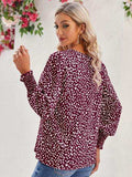Printed V-Neck Lantern Sleeve Blouse - Trendsi - Flyclothing LLC