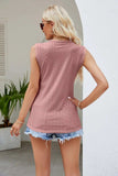 Contrast V-Neck Eyelet Tank - Trendsi - Flyclothing LLC