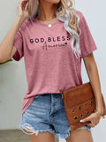 GOD BLESS AMERICA Graphic Short Sleeve Tee - Trendsi - Flyclothing LLC