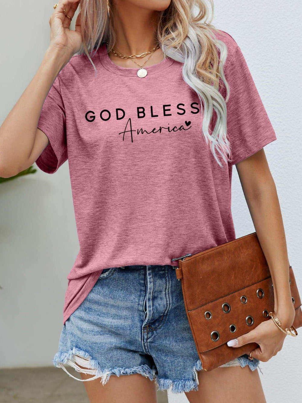 GOD BLESS AMERICA Graphic Short Sleeve Tee - Trendsi - Flyclothing LLC