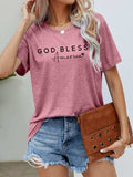 GOD BLESS AMERICA Graphic Short Sleeve Tee - Trendsi - Flyclothing LLC