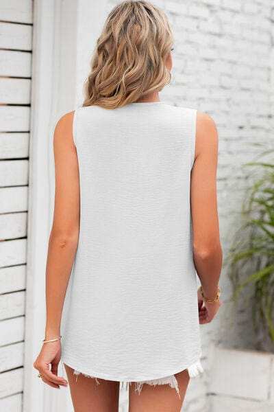 Texture V-Neck Sleeveless Top - Trendsi - Flyclothing LLC