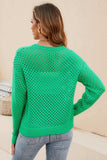 Round Neck Openwork Dropped Shoulder Knit Top - Trendsi - Flyclothing LLC