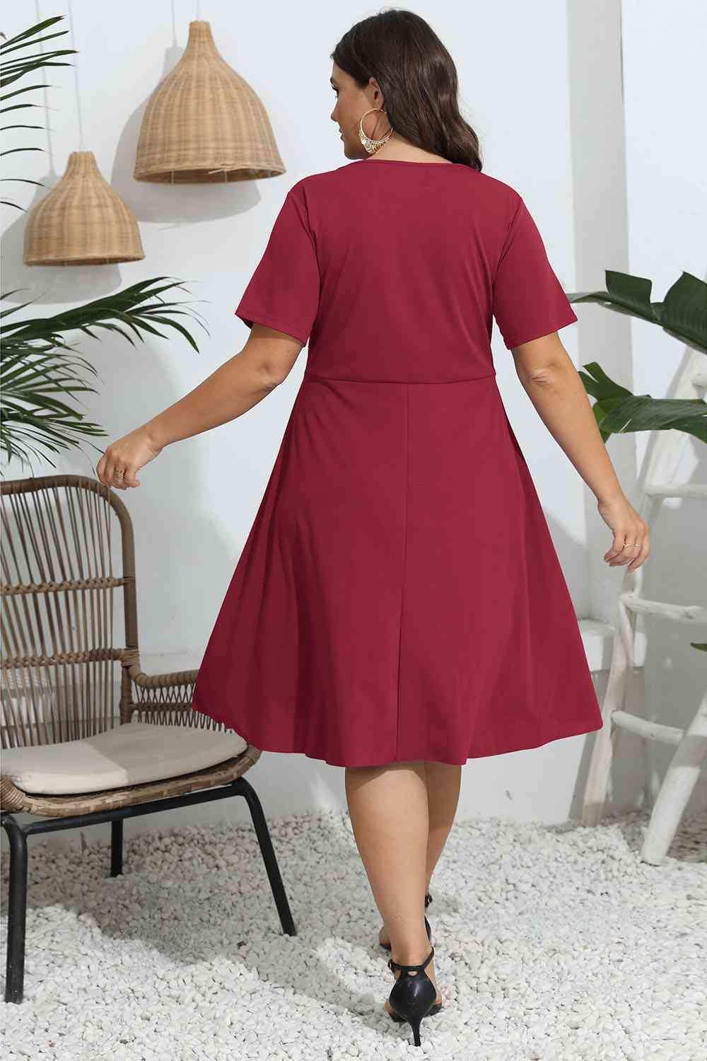 Plus Size Round Neck Openwork Dress - Trendsi - Flyclothing LLC