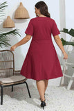 Plus Size Round Neck Openwork Dress - Trendsi - Flyclothing LLC