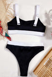 Color Block Scoop Neck Bikini Set - Trendsi - Flyclothing LLC