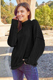 Basic Bae Full Size Ribbed Exposed Seam Mock Neck Knit Top - Trendsi - Flyclothing LLC
