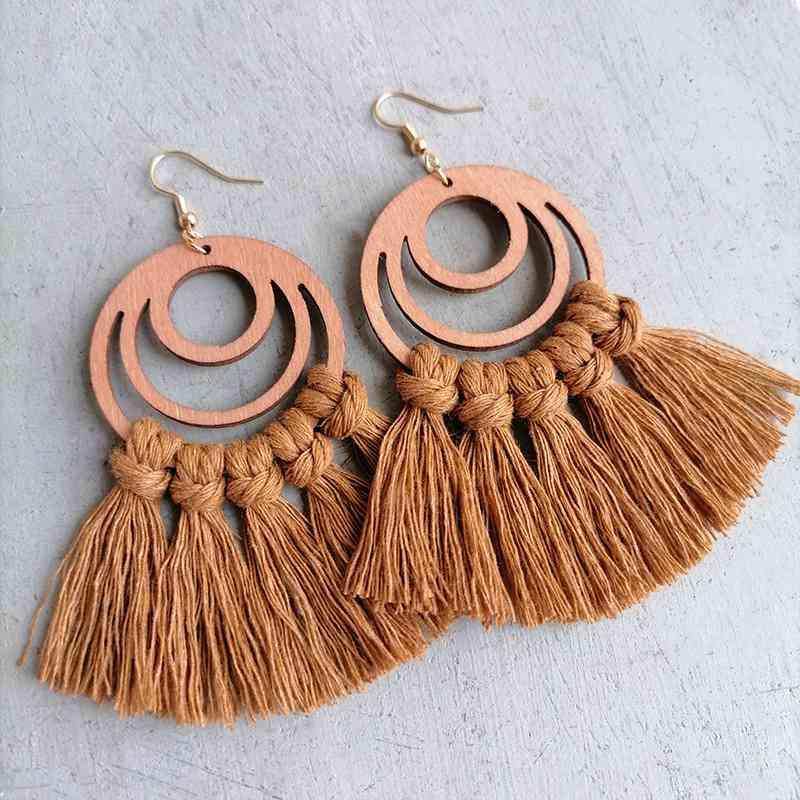 Tassel Detail Geometric Earrings - Trendsi - Flyclothing LLC