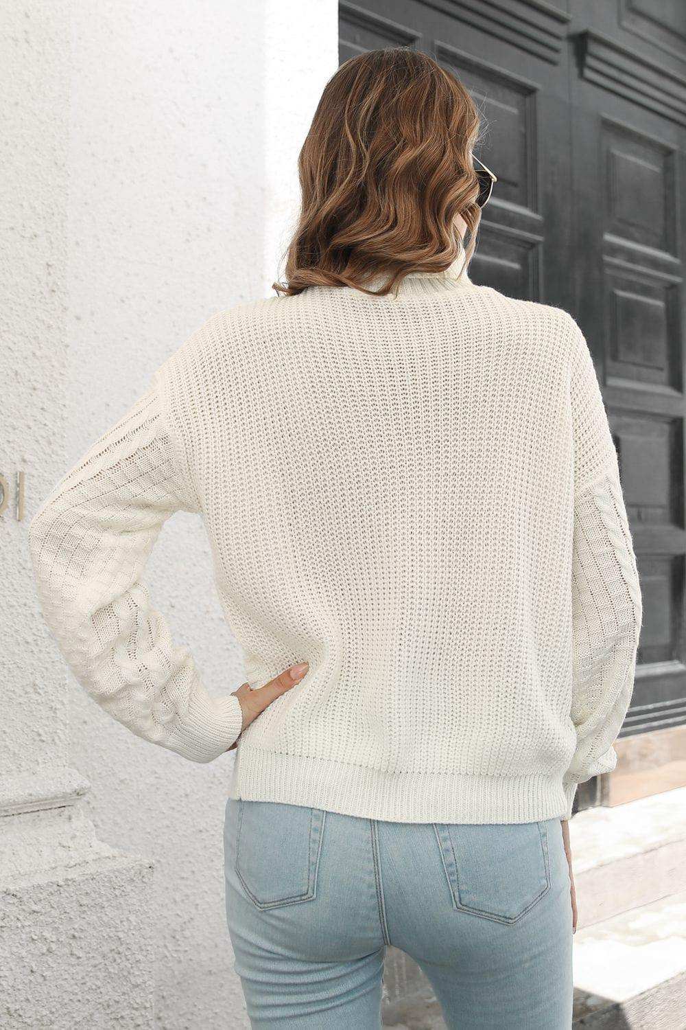 Cable-Knit Turtleneck Sweater - Trendsi - Flyclothing LLC