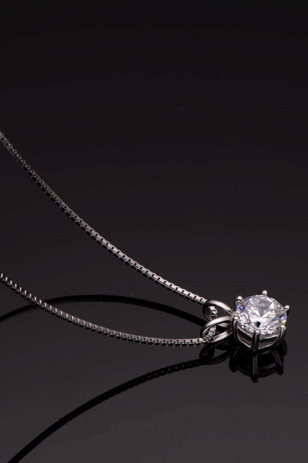 925 Sterling Silver 1 Carat Moissanite Pendant Necklace - Trendsi - Flyclothing LLC