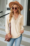 V-Neck Long Sleeve Blouse - Trendsi - Flyclothing LLC