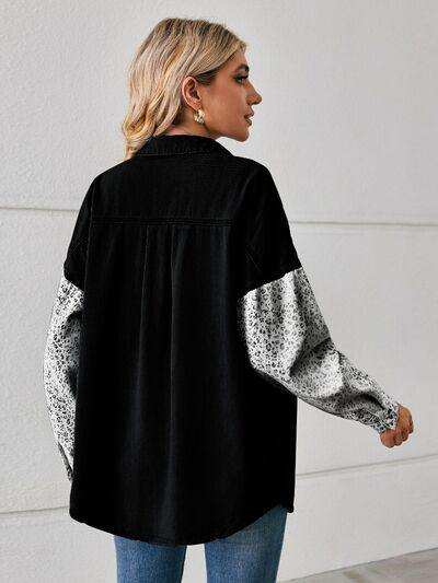 Leopard Button Up Denim Jacket - Trendsi - Flyclothing LLC