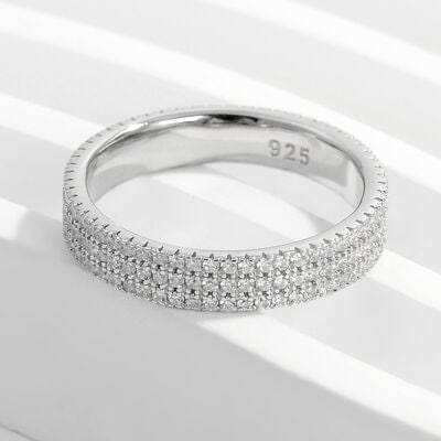 Inlaid Zircon 925 Sterling Silver Ring - Trendsi - Flyclothing LLC