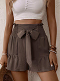 Tie Front Smocked Waist Shorts - Trendsi - Flyclothing LLC