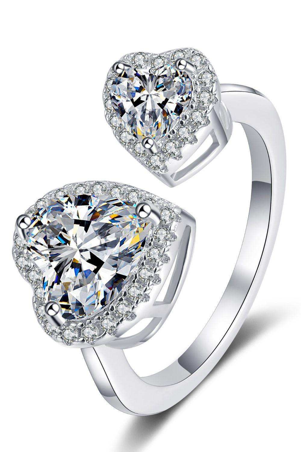Heart-Shape Moissanite Open Ring - Trendsi - Flyclothing LLC
