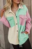 Color Block Button Up Long Sleeve Shacket - Trendsi - Flyclothing LLC