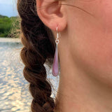Pink Clam Shell Elongated Teardrop Earrings - Artisana - Flyclothing LLC