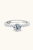 Moissanite Platinum-Plated Side Stone Ring - Trendsi - Flyclothing LLC