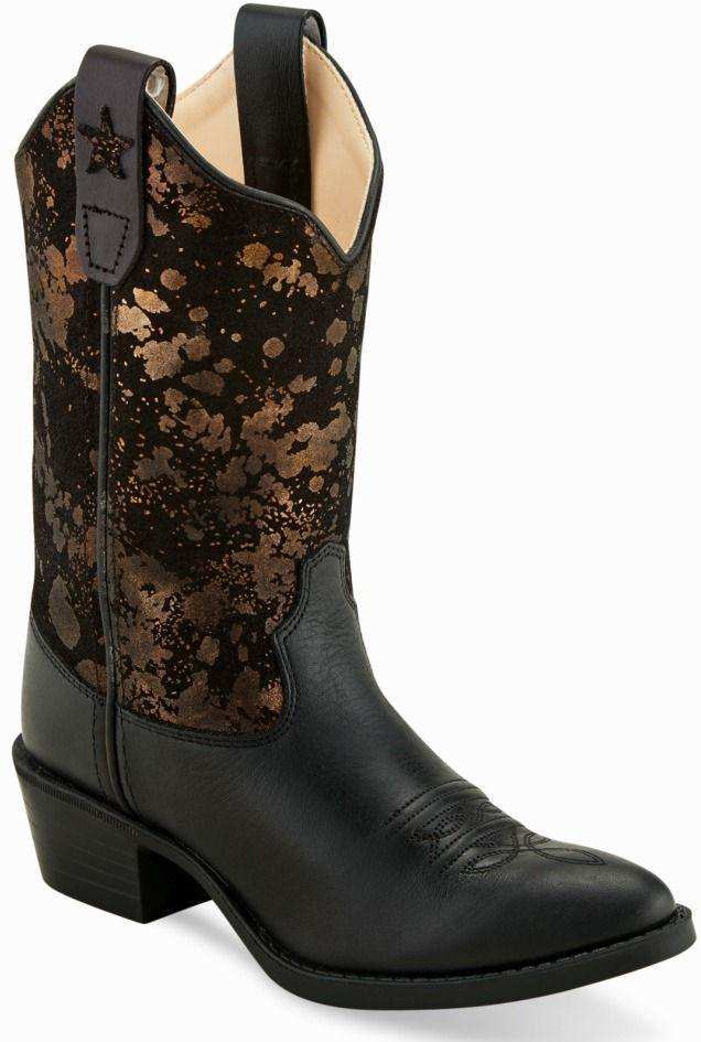 Old West Black Splatter Black Childrens Western Boot - Old West - Flyclothing LLC