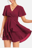 Surplice Neck Flutter Sleeve Dress - Trendsi - Flyclothing LLC