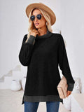 Contrast Mock Neck Long Sleeve T-Shirt - Trendsi - Flyclothing LLC