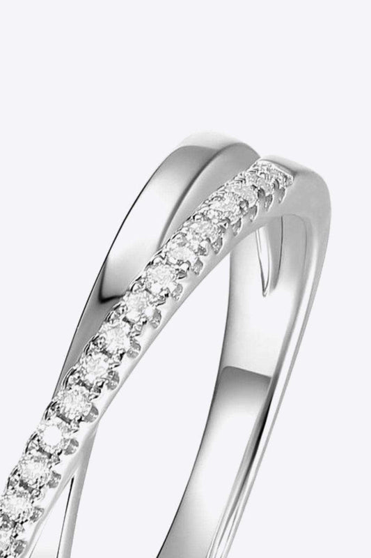 Moissanite Crisscross 925 Sterling Silver Ring - Trendsi - Flyclothing LLC