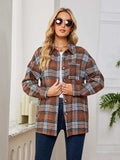 Plaid Collared Shirt Jacket - Trendsi - Flyclothing LLC