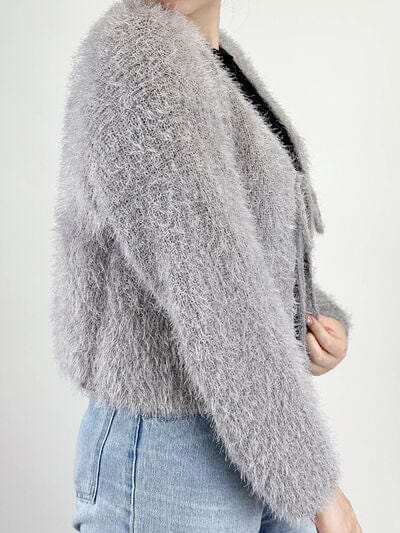 Tied Open Front Dropped Shoulder Cardigan - Trendsi - Flyclothing LLC