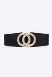 Circle Buckle Elastic Wide PU Belt - Trendsi - Flyclothing LLC