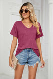 Short Sleeve V-Neck Tee Shirt - Trendsi - Flyclothing LLC
