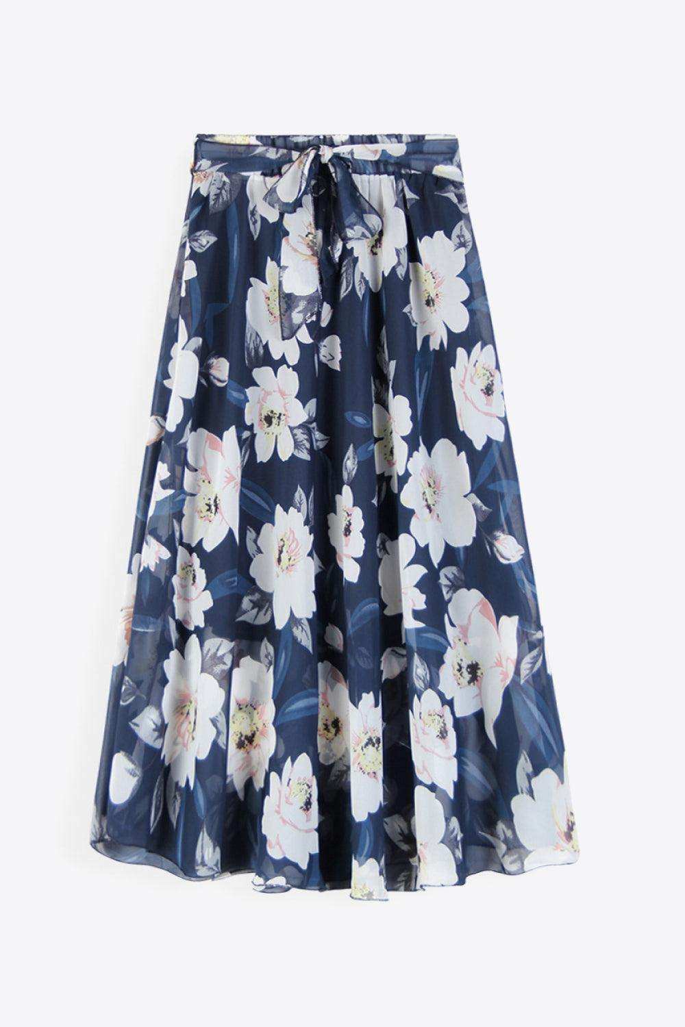 Full Size Floral Tie-Waist Skirt - Trendsi - Flyclothing LLC