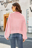 Openwork Pompom Puff Sleeve Cardigan - Trendsi - Flyclothing LLC