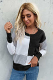 Color Block Ribbed Trim Round Neck Knit Pullover - Trendsi - Flyclothing LLC