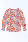 Floral Print Long Puff Sleeve Blouse - Trendsi - Flyclothing LLC