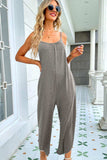 Round Neck Pocketed Sleeveless Jumpsuit - Trendsi - Flyclothing LLC