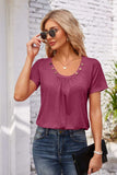 Decorative Button Scoop Neck T-Shirt - Trendsi - Flyclothing LLC