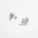 925 Sterling Silver Inlaid Zircon Heart Stud Earrings - Trendsi - Flyclothing LLC
