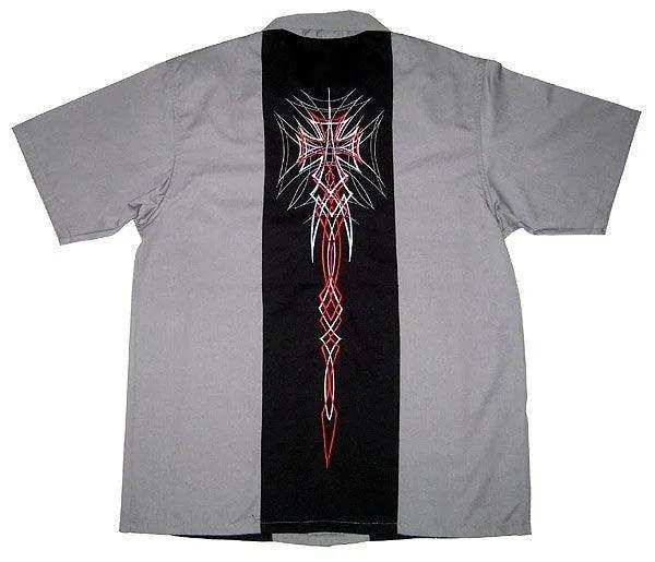 Hard Chrome Iron Cross Gray Work Shirt - Hard Chrome Clothing - Flyclothing LLC