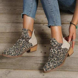 Contrast Canvas Low Heel Boots - Trendsi - Flyclothing LLC