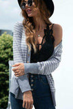 Striped Button Up Long Sleeve Cardigan - Trendsi - Flyclothing LLC