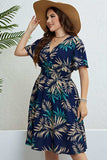 Botanical Print Flutter Sleeve Smocked Waist Dress - Trendsi - Flyclothing LLC