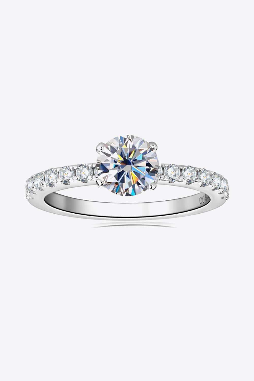 Moissanite Platinum-Plated Side Stone Ring - Trendsi - Flyclothing LLC